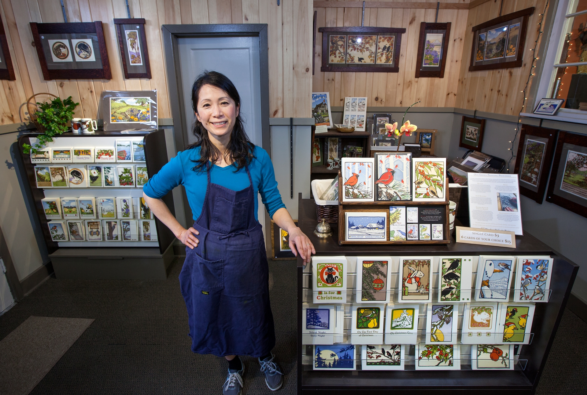 Tacoma print maker Yoshiko Yamamoto improved her small business practices with Spaceworks Creative Enterprise Tier III program. The Arts & Crafts Press produces whimsical notecards and fine art prints combining Japanese woodblock style with Western letterpress techniques.
